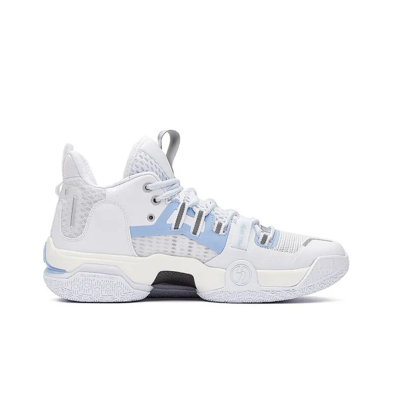 361° AG1 Pro Ice Blade Cushioning Anti-Slip And Wear-Resistant Coverage Support Mid-Top Basketball Shoes White Blue-1