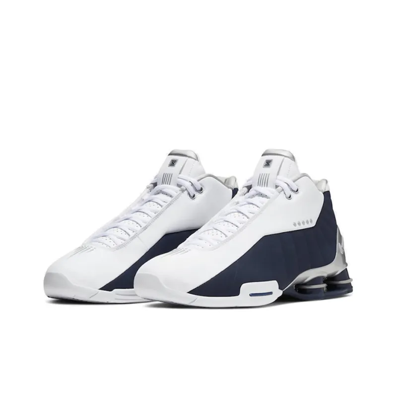 Nike Shox BB4 White Silver Navy-2