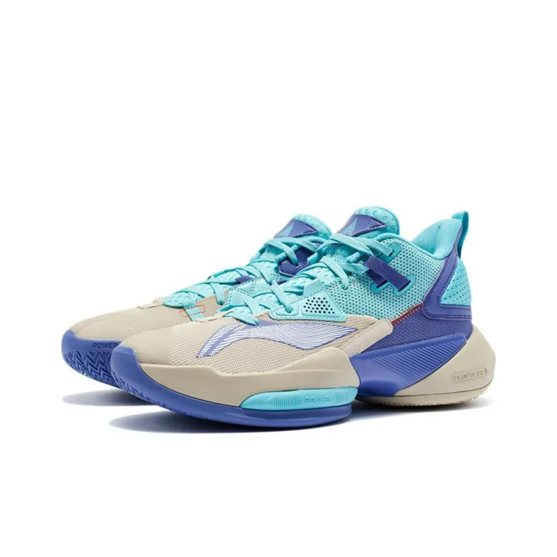 LiNing Power 8 Wear-Resistant Slip-Resistant Mid-Top Performance Basketball Shoes Men's Light Blue-2
