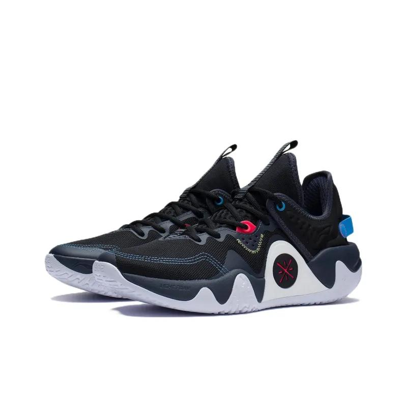 LINING Coldblood Basketball Shoes Men Low Top Black/Ink Gray-2