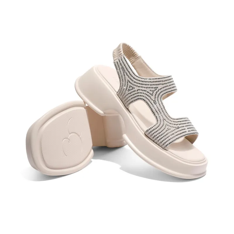 BELLE Stylish Sandals Women's Ecru Black-4