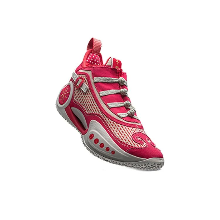LiNing WOW 9 Wear Resistant Slip Resistant Mid Top Performance Basketball Shoes Men's Achieve Red-2