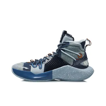 LiNing SONIC 8 Anti Slip And Wear Resistant Water Resistant High Top Basketball Shoes Blue