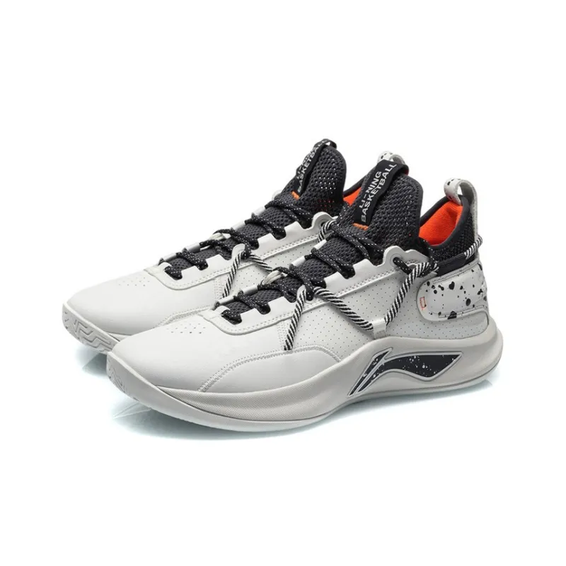 LiNing Speed Team Cushioning Anti Slip And Wear Resistant Low Top Basketball Shoes Men's Silver White-2