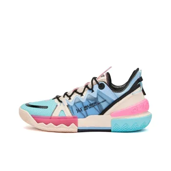 361° Burning Battle 2.0 Sandbar Tail Cushioning Anti Slip And Wear Resistant Low Top Basketball Shoes Men's Blue Pink
