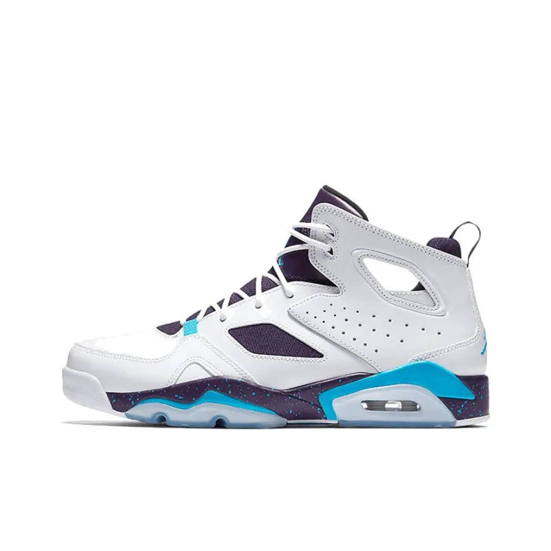 Jordan Flight Club 91 White Blue Mid-Top Basketball Shoes Men's White Blue-0
