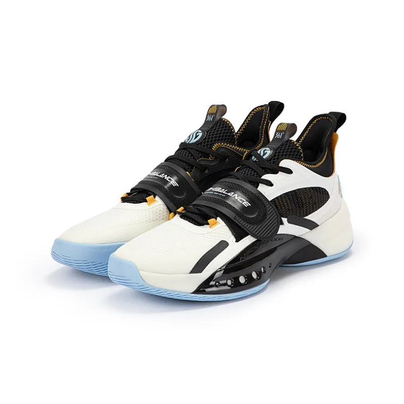 361° Zen 4 Basketball Shoes Men Mid Top Feather White/Obsidian Black-3
