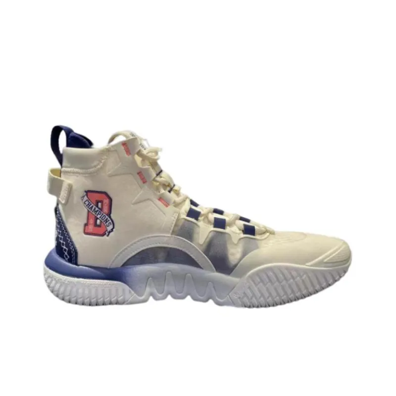 LiNing Badfive 2 Cushioning Anti Slip And Wear Resistant High Top Basketball Shoes Men's White Blue-1