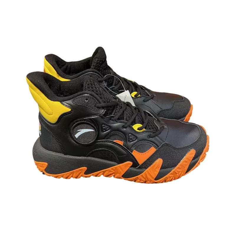 Naruto x Anta Anti Slip Wear Resistant Mid Top Basketball Shoes Men's Black Orange-1