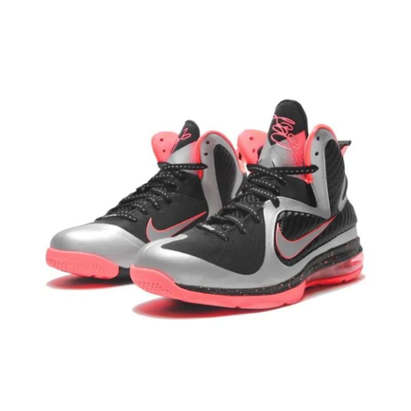 Nike Lebron 9 Mango Cushioned Slip Resistant High Top Basketball Shoes Men's Black Silver-3