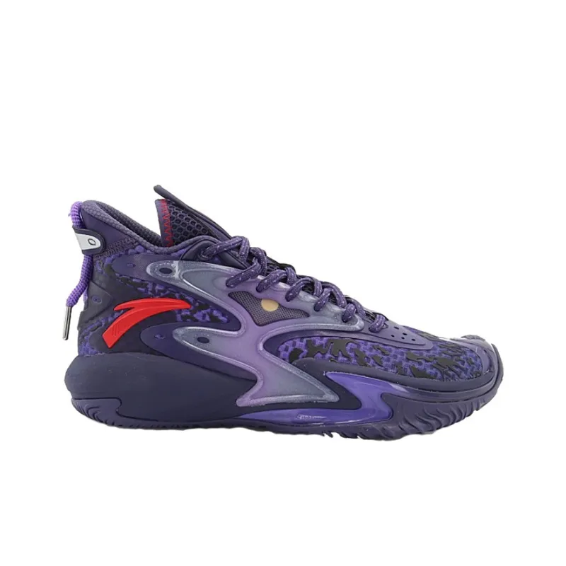 Anta Berserk 3 Naruto Cushioning, Slip Resistant, Abrasion Resistant Coverage Mid Top Basketball Shoes Men's Blue Red-1