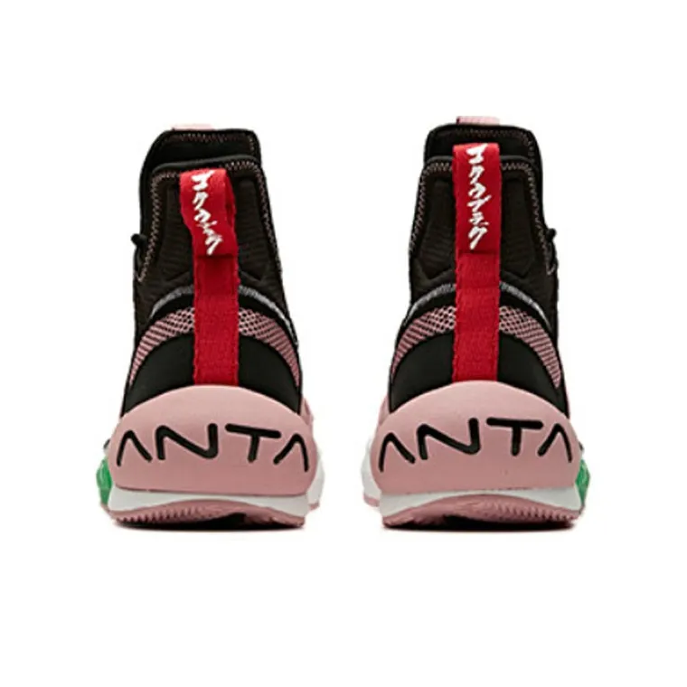 Dragon Ball x Anta Cushioning Anti Slip And Wear Resistant Mid Top Basketball Shoes Women's Black Pink-2