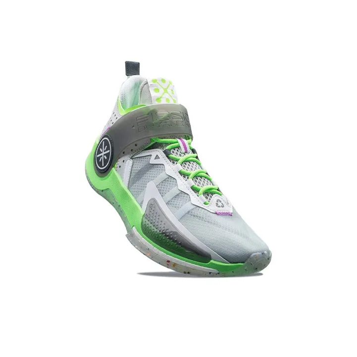 LINING Wade Fission 7 Basketball Shoes Men Mid Top Microcrystalline Gray/Fluorescent Green/Ebony Black-1