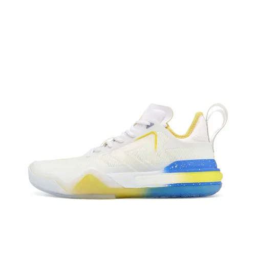 PEAK Wiggins AW1 Basketball Shoes Men Low-Top All White/Colorful Blue