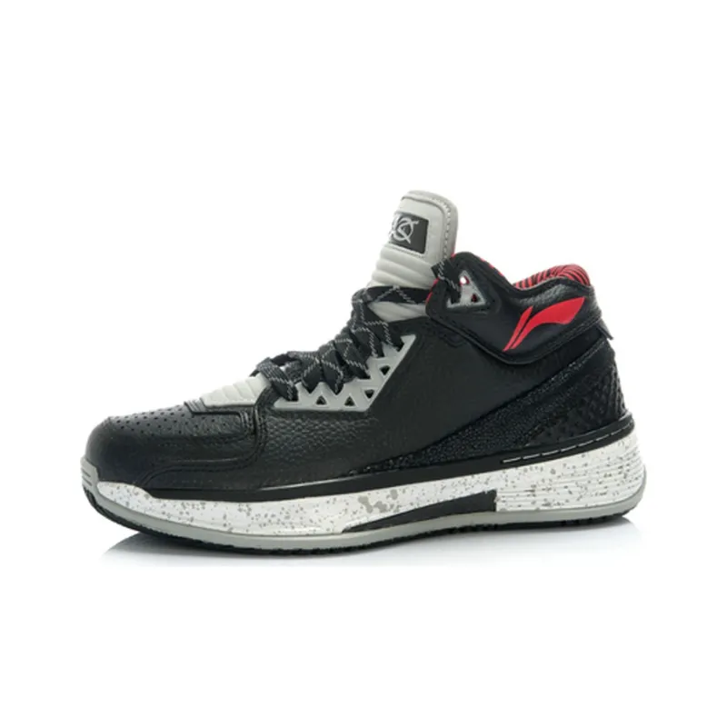 LiNing WOW 2 Slip Resistant, Abrasion Resistant, Rebound Resistant Mid Top Basketball Shoes Men's Black Gray White-1