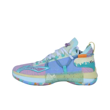 LiNing Speed 6 Cushioning Anti Slip And Wear Resistant High Top Basketball Shoes Men's Blue Pink PE Player Edition