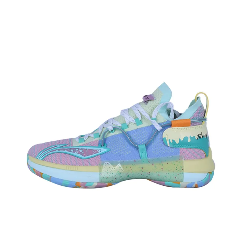 LiNing Speed 6 Cushioning Anti Slip And Wear Resistant High Top Basketball Shoes Men's Blue Pink PE Player Edition-0