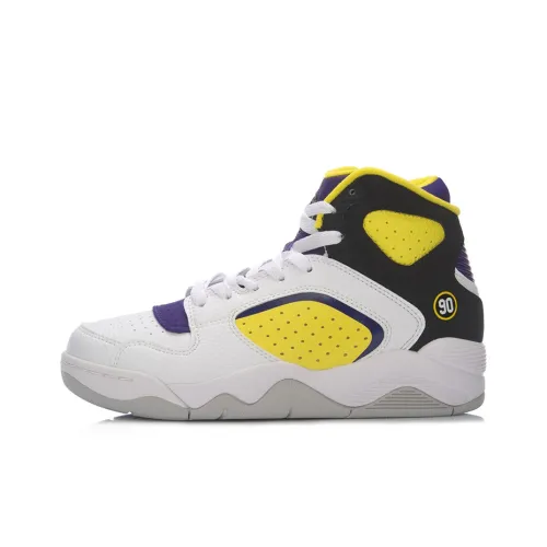 LINING Retro 90 II Basketball Shoes Women's High-Top White/Yellow/Black