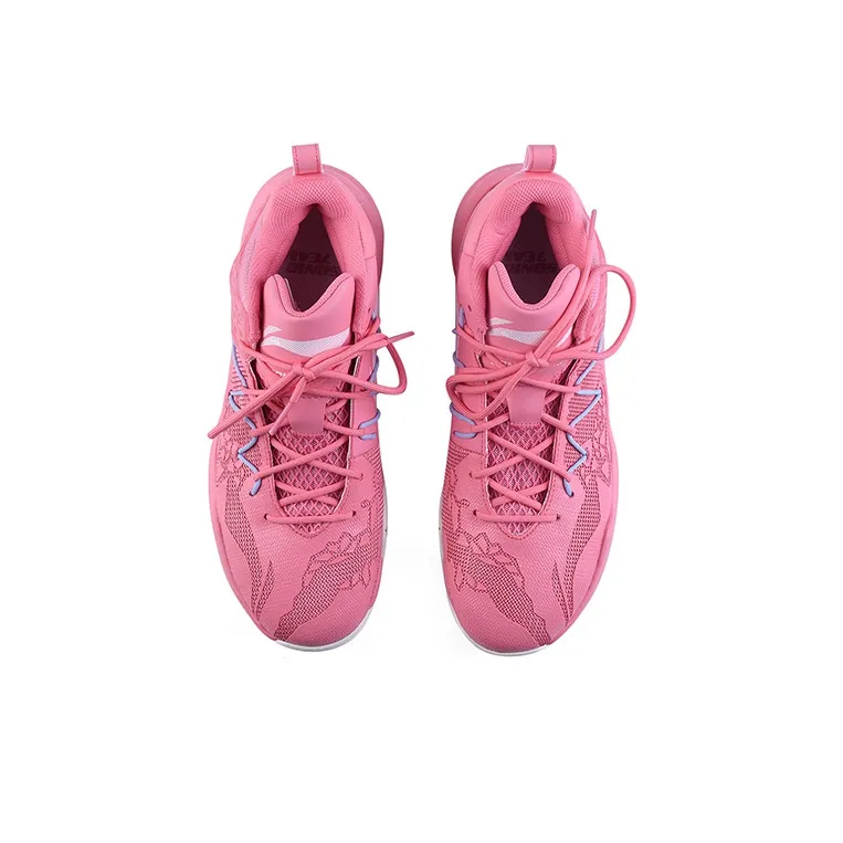 LiNing SONIC 8 TD Team Edition Mid Top Performance Basketball Shoes Men's Pink White-3