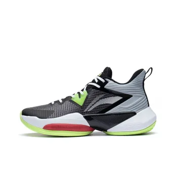 LiNing Power Cushioning Anti Slip And Wear Resistant Mid Top Performance Basketball Shoes Men's Gray