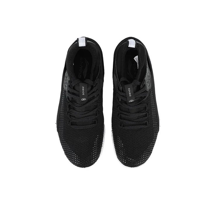 LiNing Mid Top Basketball Shoes Unisex Black White-3