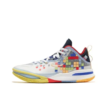 QIAODAN Wind Blade 3PRO Durable Breathable Mid Top Basketball Shoes Men's White Blue