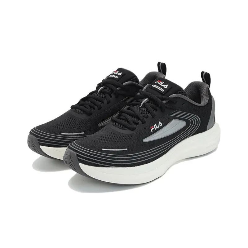 FILA NUVOLE EVO Anti Slip Wear Resistant Low Top Running Shoes Men's Black White-2