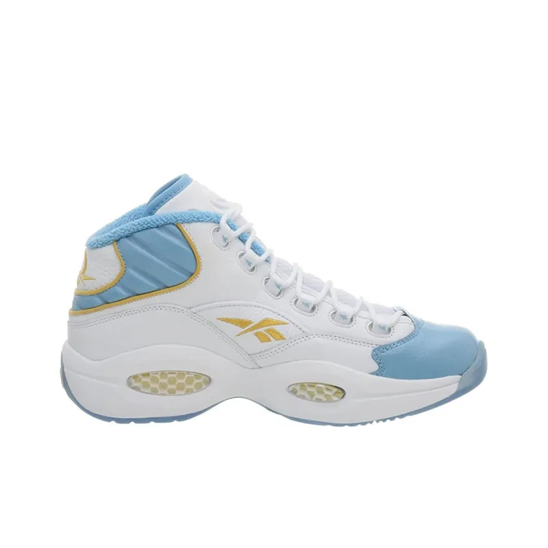 Reebok Question Nuggets Home Cushioning Anti Slip And Wear Resistant High Top Basketball Shoes Men's White Blue-1