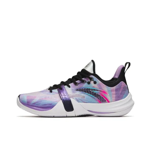 Anta Crazy 4 Team Cushioning Anti Slip And Wear Resistant Low Top Basketball Shoes Men's Purple Black