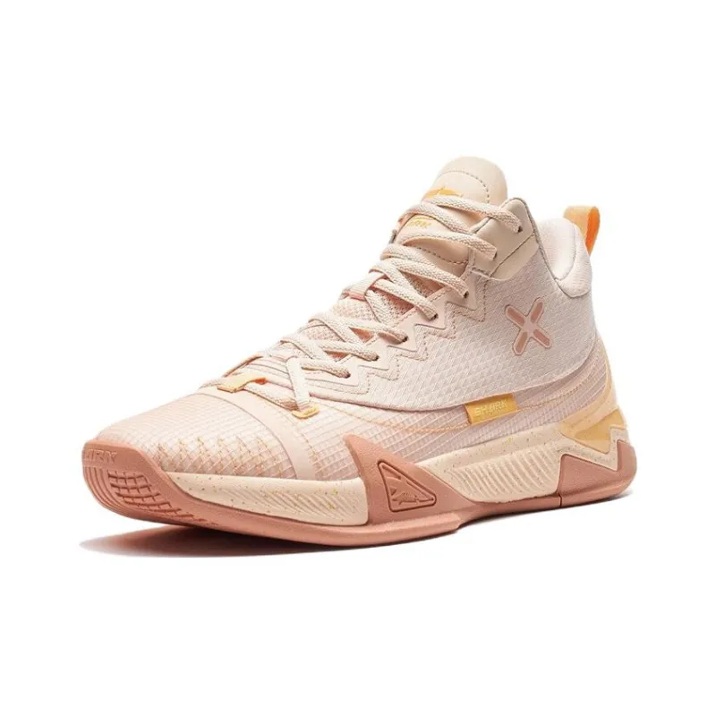 XTEP Shark1.0 Shock Absorbers Slip Resistant, Abrasion Resistant, Breathable Low Top Basketball Shoes Men's Orange Pink-1