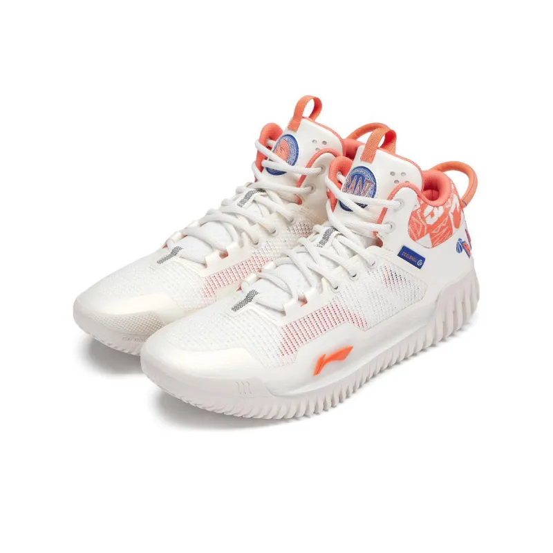 LiNing Badfive 3 Cushioning Anti Slip And Wear Resistant Low Top Basketball Shoes Men's White Orange-1