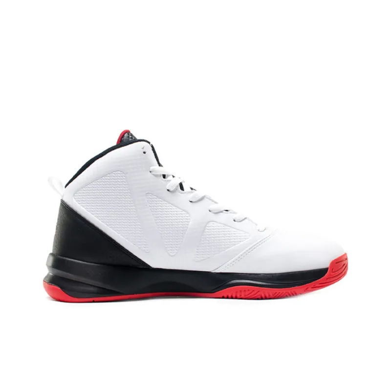 PEAK Shock Absorbers Slip Resistant, Abrasion Resistant, Breathable Mid Top Basketball Shoes Men's White Red-1