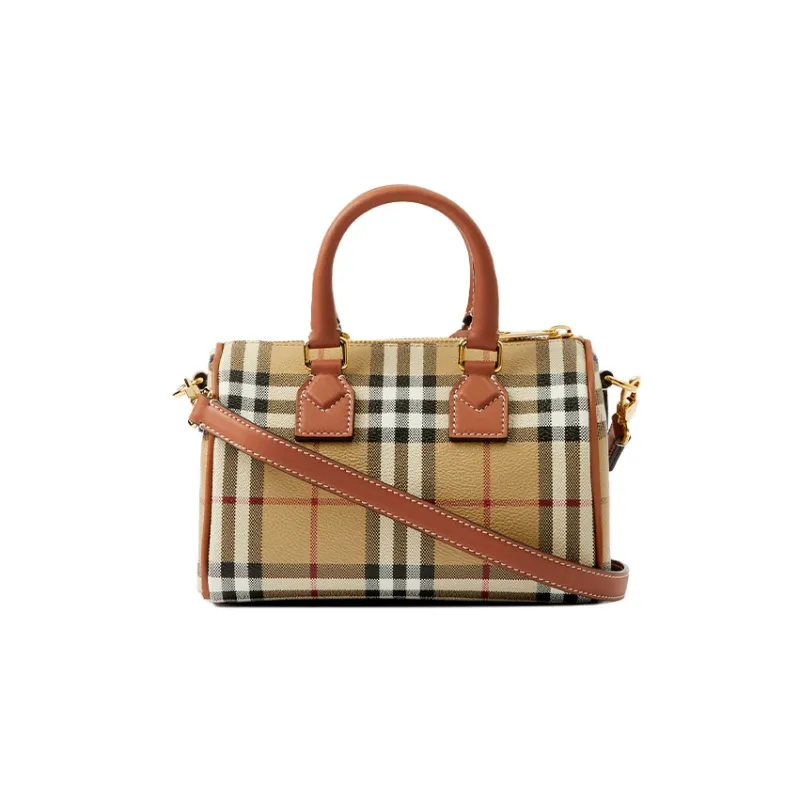 Burberry Check Mini Bowling Bag Archive Beige/Briar Brown-2