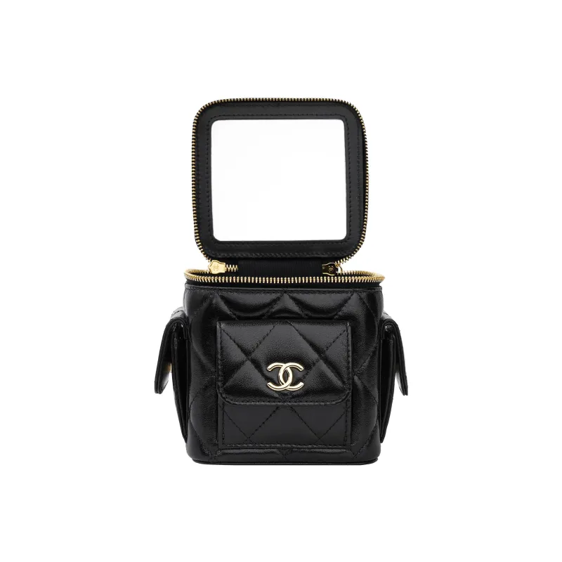 CHANEL 22K Autumn And Winter Sheepskin Shoulder Bag, Crossbody Bag, Makeup Bag Women's Black-2