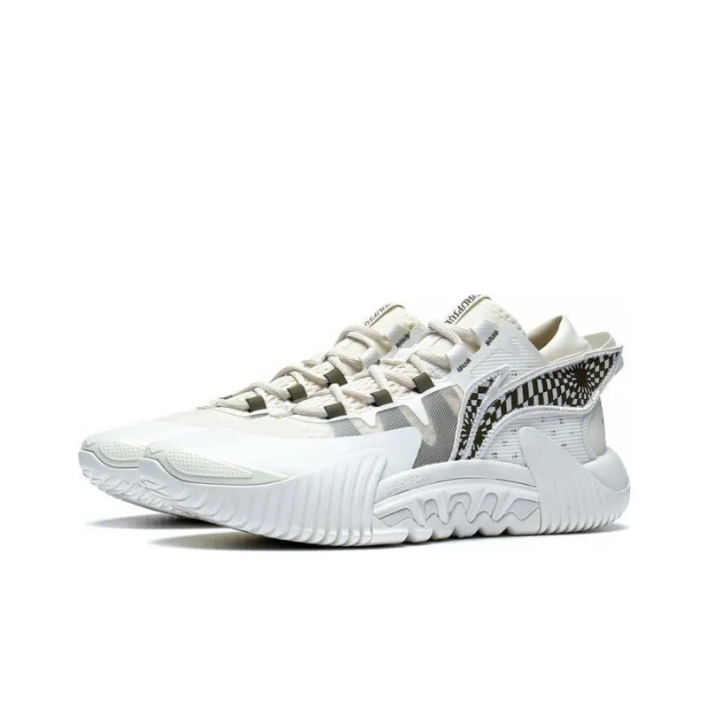 LiNing Badfive 2 Low Anti Slip And Wear Resistant Rebound Low Top Outdoor Performance Basketball Shoes Men's Ecru-2