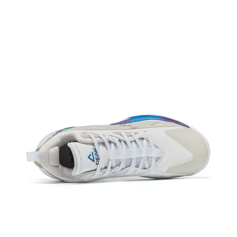 PEAK Phantom Pony 1.0 Pro Wear Resistant Rebound Breathable Mid Top Basketball Shoes Men's White Silver-3