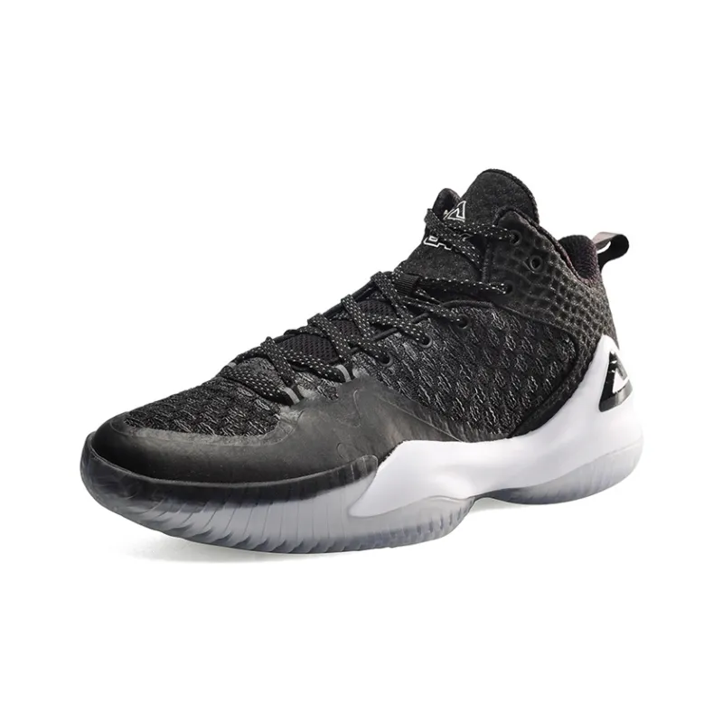 PEAK Shock Absorbers With Slip Resistant And Abrasion Resistant Properties Mid Top Basketball Shoes Men's Black Gray-2