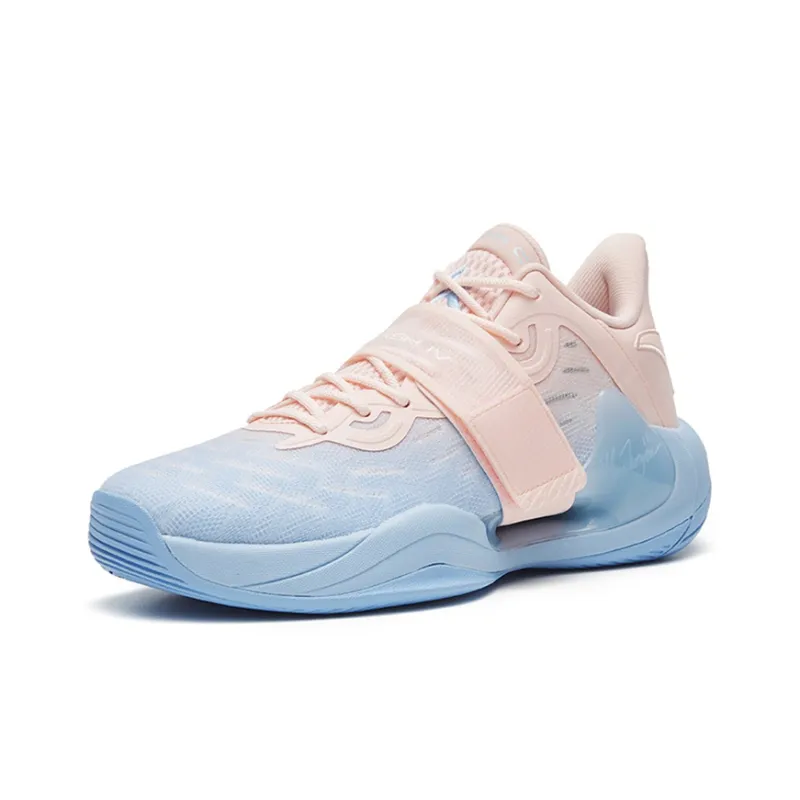 Anta Water Flower 4 LA Nitrogen Technology Abrasion Resistant Breathable Low Top Basketball Shoes Men's Pink Blue-2
