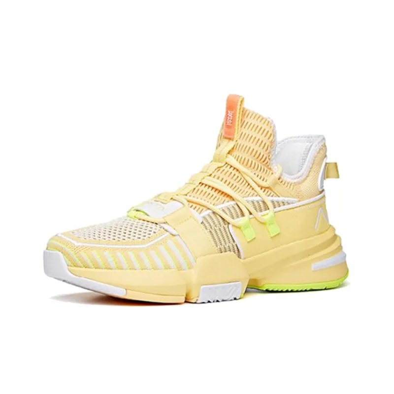 Anta Craze 1 Cushioning Anti Slip And Wear Resistant High Top Basketball Shoes Men's Yellow White-2