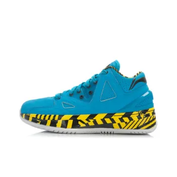 LiNing WOW 2 Cushioning Breathable Wear Resistant Mid Top Basketball Shoes Men's Black Yellow Blue