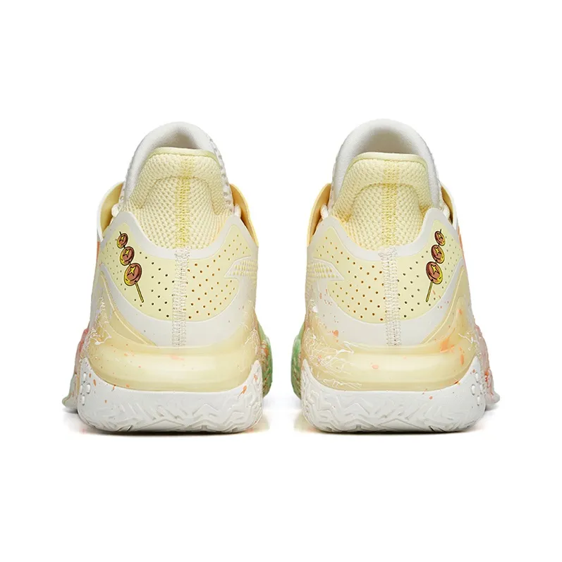 Anta Shock Wave 4 Wear Resistant Slip Resistant Low Top Performance Basketball Shoes Men's White Multicolor-3