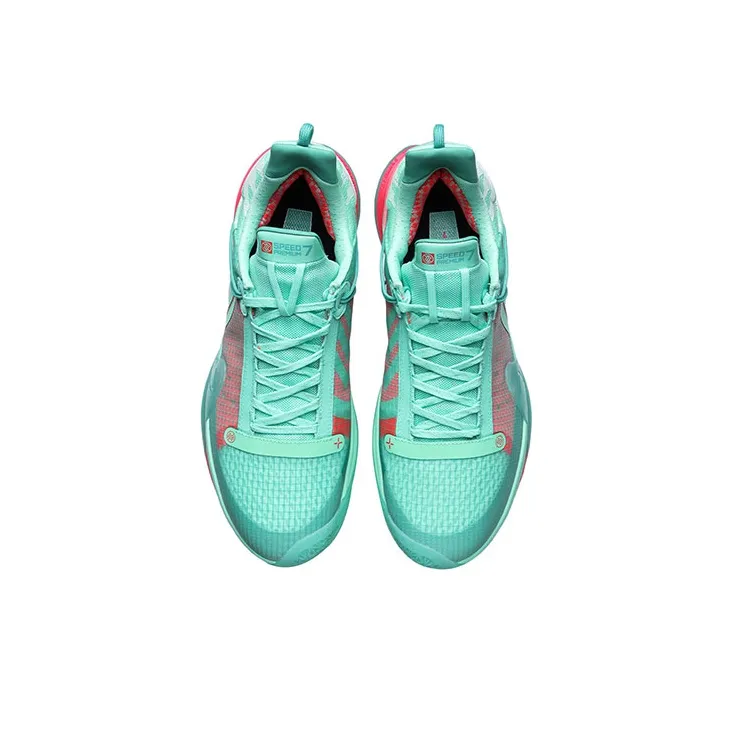 LiNing Blitz 7 Premium Premium Cushioned Wear-Resistant Slip-Resistant Low-Top Basketball Shoes Pink Green-3