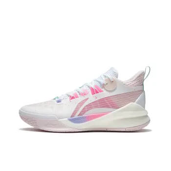 LiNing Sonic 10 Team Cushioning Anti Slip And Wear Resistant Coverage Support Low Top Basketball Shoes Men's White Pink