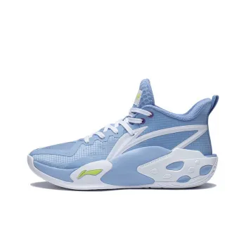 LiNing Cushioning Anti Slip And Wear Resistant Coverage Support Low Top Basketball Shoes Blue White Green