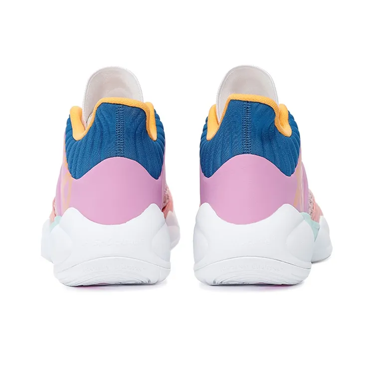 Anta Anti Slip Wear Resistant Mid Top Basketball Shoes Men's Pink Purple White-4