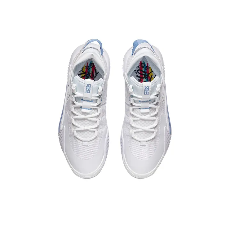LINING Badfive 2 Low Basketball Shoes Men Low Top White/Blue-3