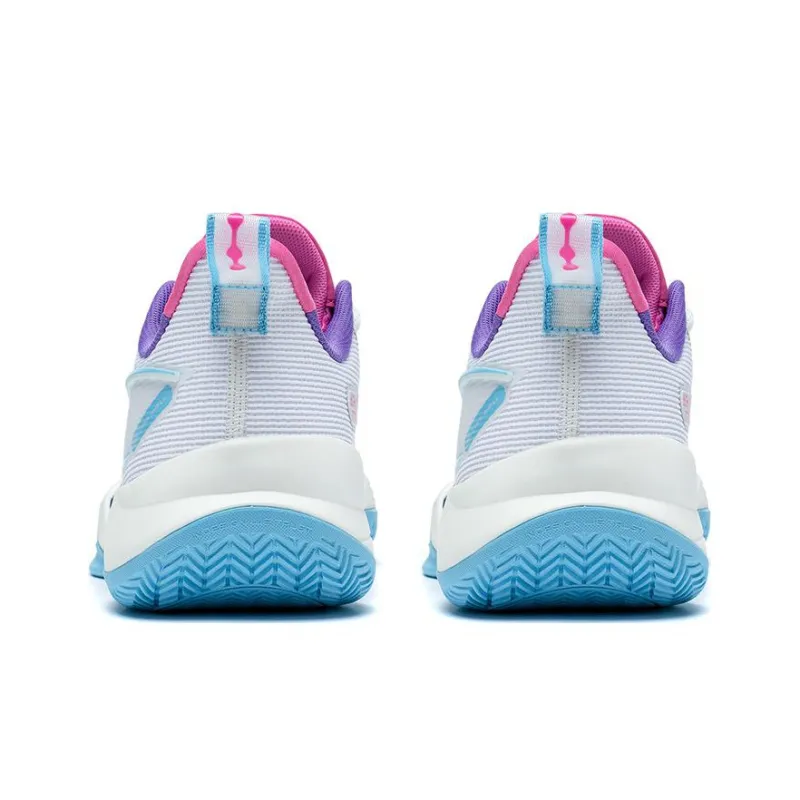 LiNing Super Light V2 Breathable Support Cushioning Wear-Resistant Rebound Low-Top Basketball Shoes White Blue Purple-3