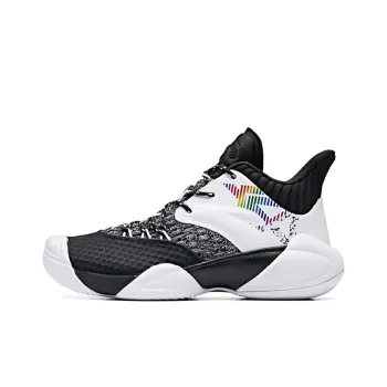 Anta Cushioning Anti Slip And Wear Resistant Mid Top Performance Basketball Shoes Black White