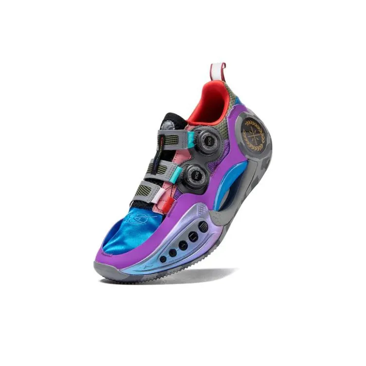 LiNing WOW 9 Anti-Slip And Wear-Resistant Lightweight Low-Top Basketball Shoes Gray Blue Purple Xi'an City Limited-3