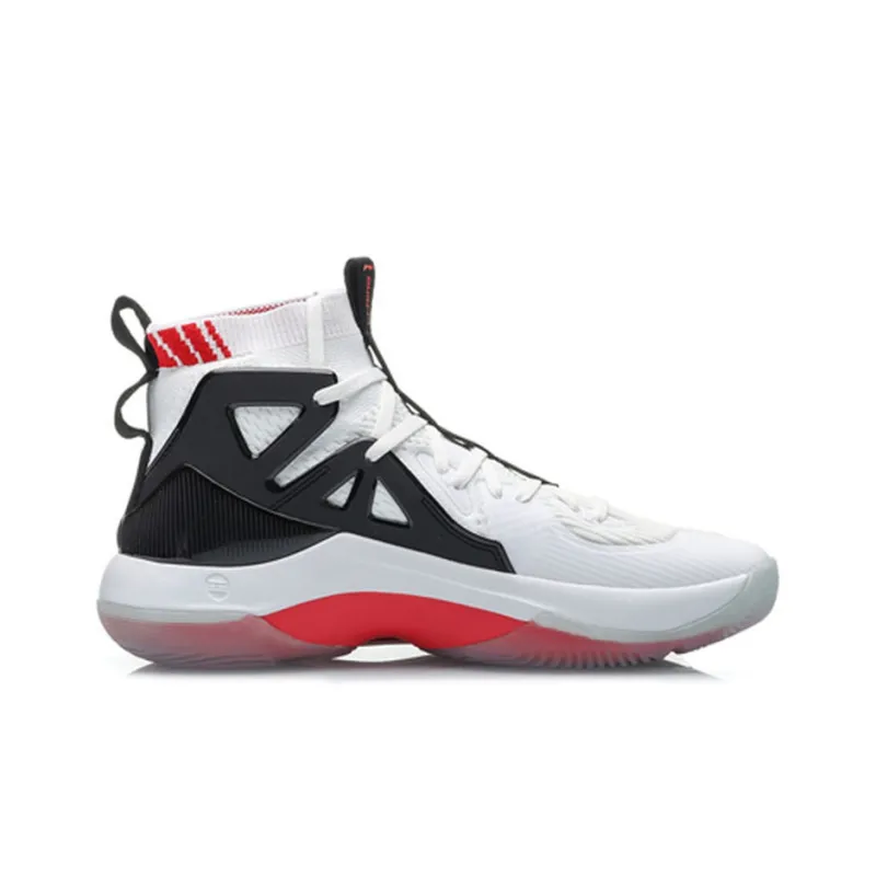 LiNing Cushioning, Slip Resistant, And Abrasion Resistant High Top Basketball Shoes Men's Black White-1